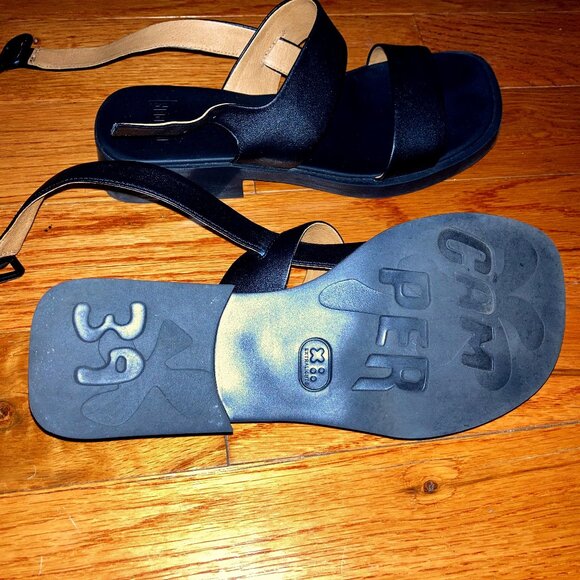 Camper Dana Sandals Black Leather 2-Strap - Picture 3 of 4